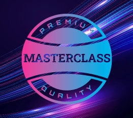 Premium Masterclass quality badge with glowing design