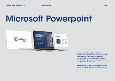 ConTeyor merkrichtlijnen pagina 17 met merkgebonden PowerPoint-presentatiesjabloon